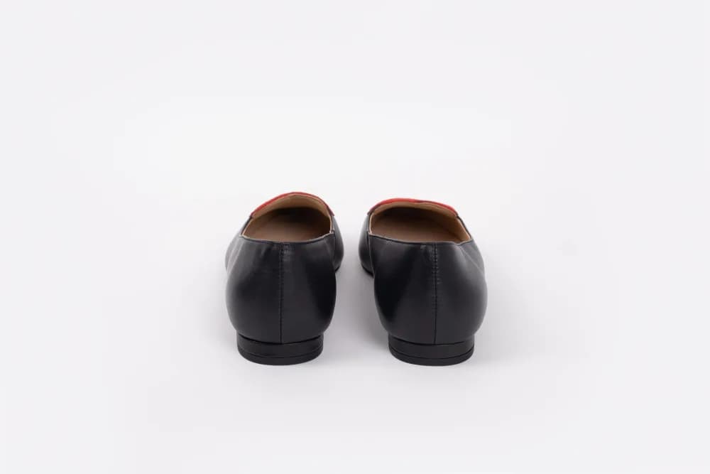 ROSIE FLAT (BLACK LEATHER/ RED SUEDE)