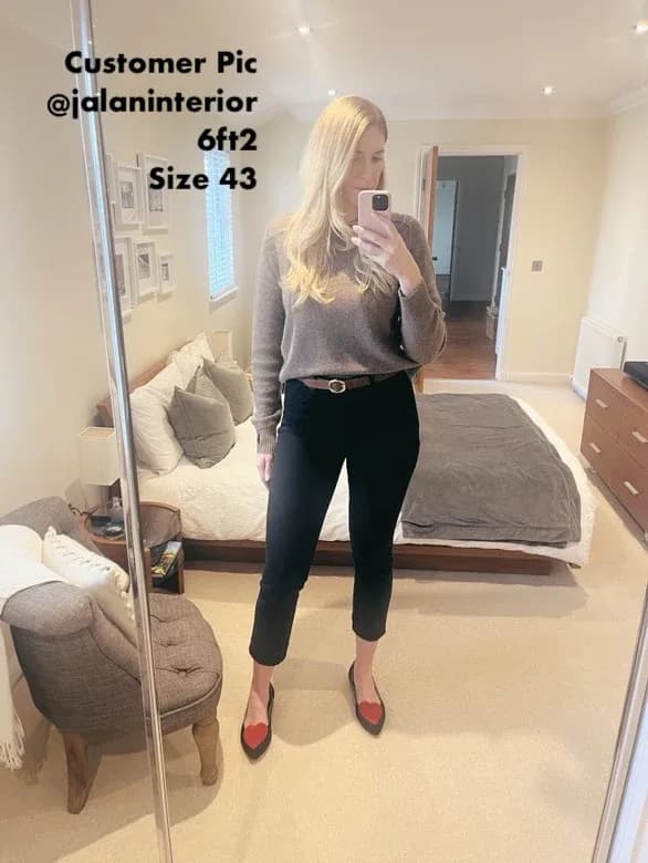 ROSIE FLAT (BLACK LEATHER/ RED SUEDE)