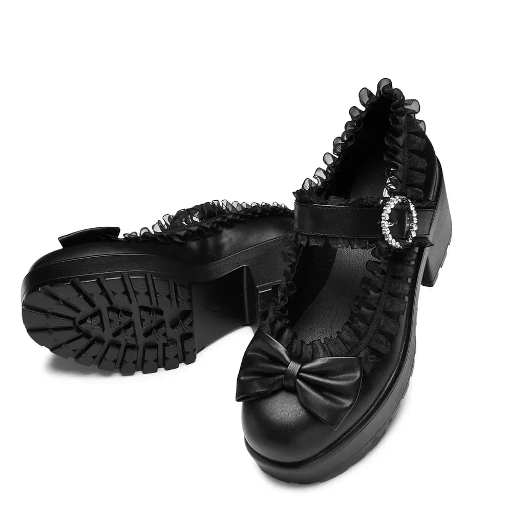 Tira Ruffle Mary Janes ‘ Dark Delights Edition’-Clearance