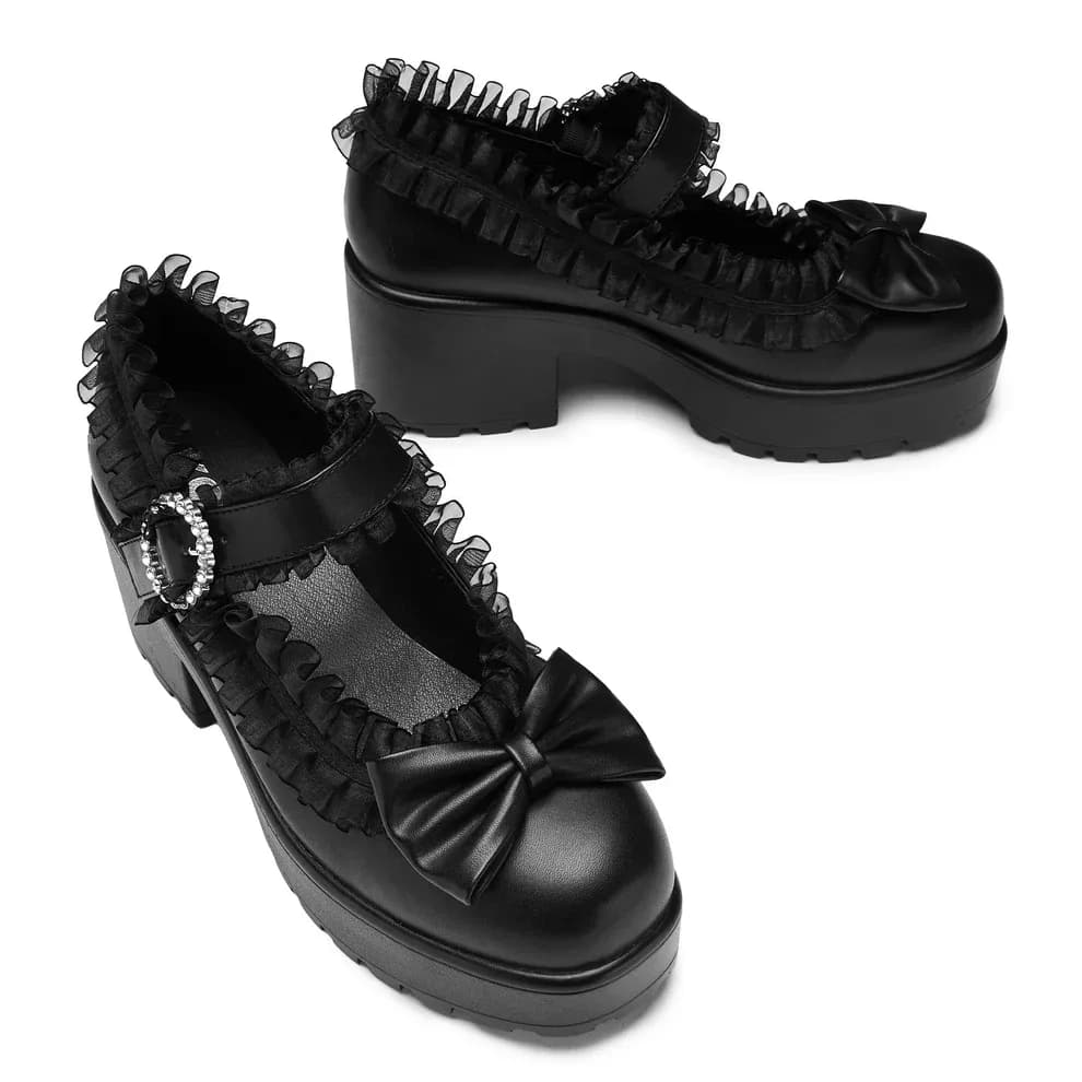 Tira Ruffle Mary Janes ‘ Dark Delights Edition’-Clearance