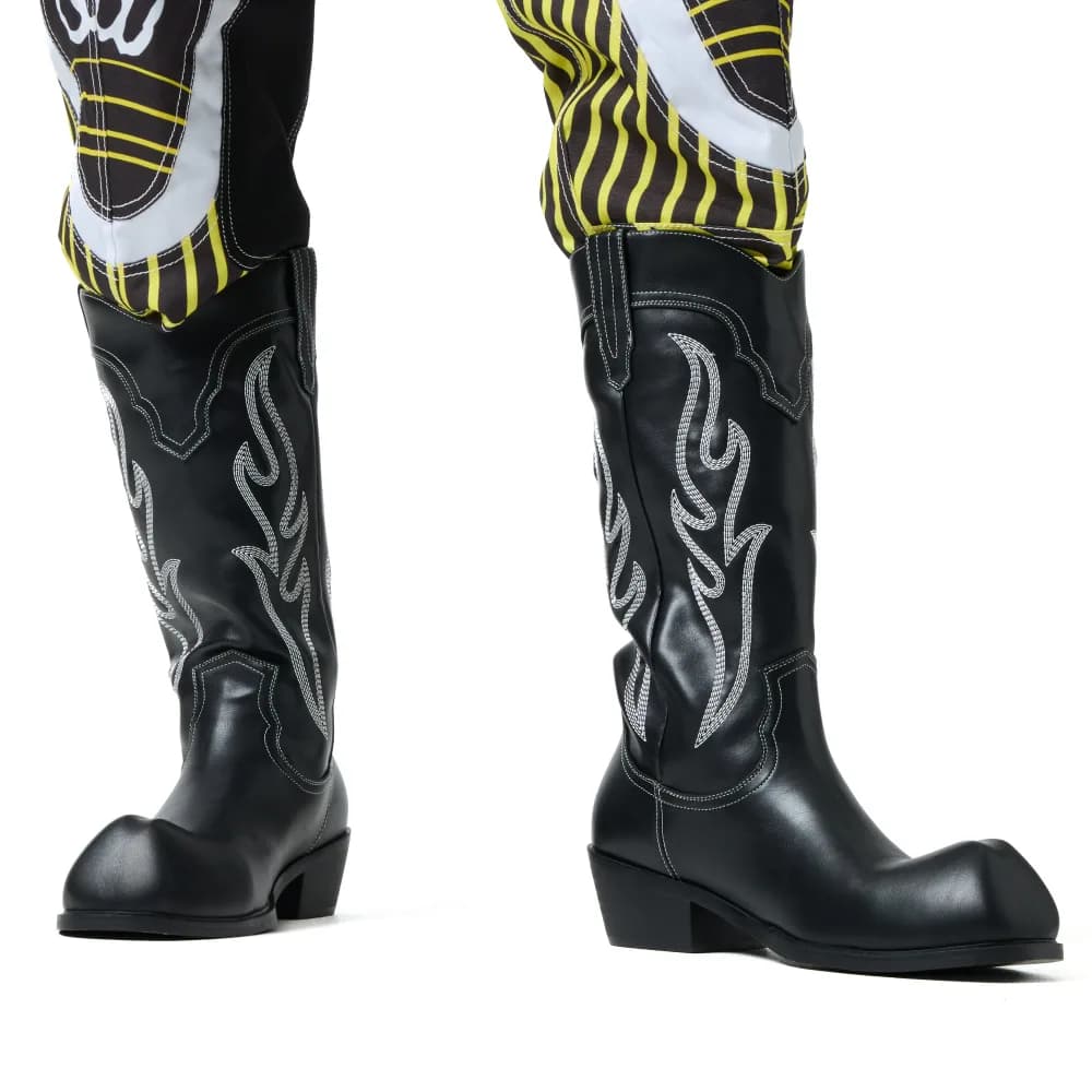 Cryptek Snub Nose Tall Cowboy Boots - Black Vintage