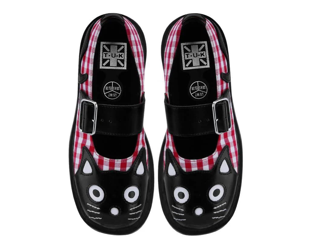 Black & Red Gingham Kitty Mary Jane