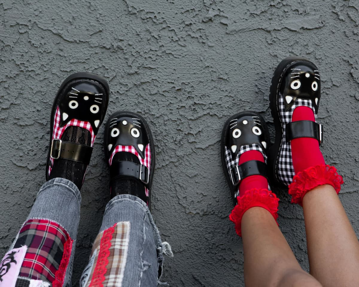 Black & Red Gingham Kitty Mary Jane