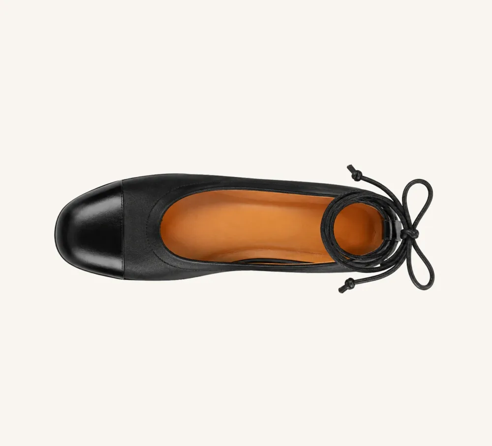 Denise Soft Leather Ballerina Flat Removable Ankle Strap