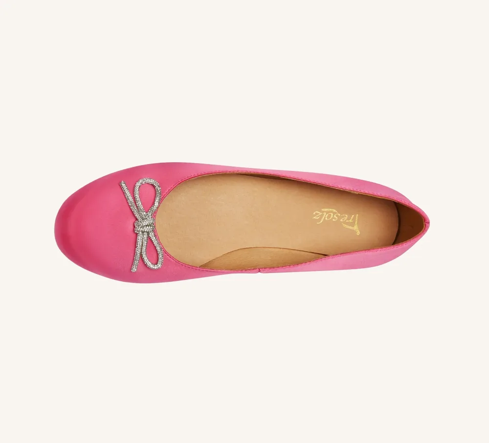 Sonia Vegan Satin Ballerina Flat Standard and Widt Fit