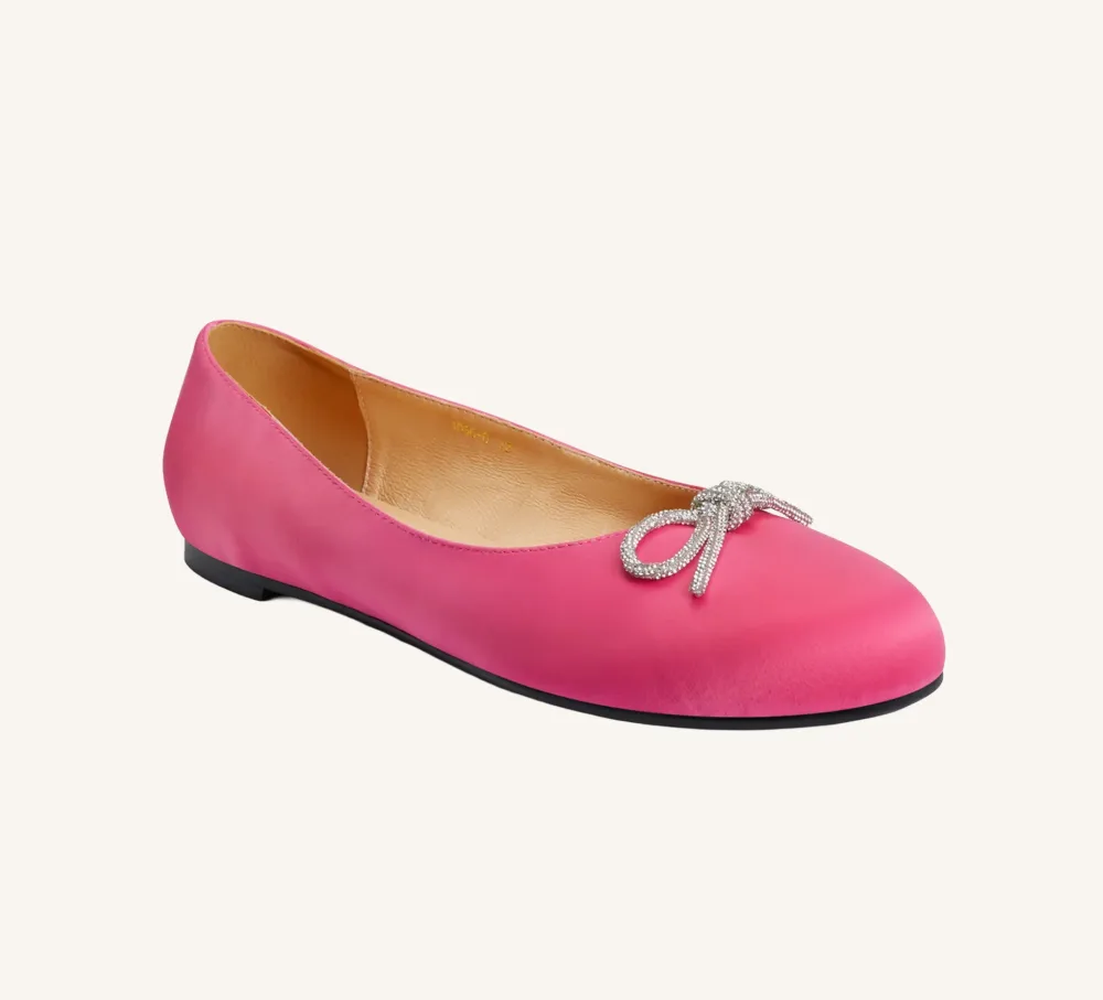 Sonia Vegan Satin Ballerina Flat Standard and Widt Fit