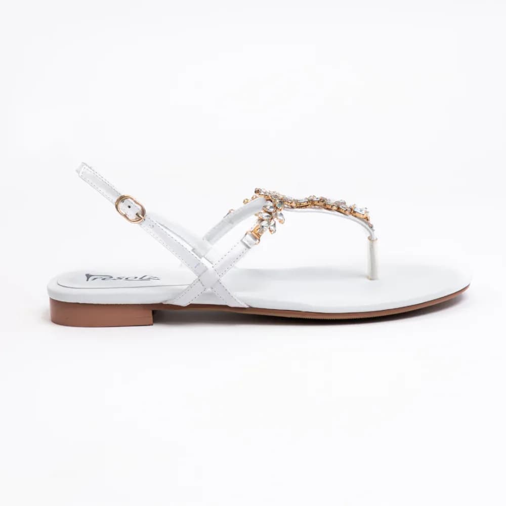 Laura Women’s Crystal Sandals – Slingback – Flat – Open Toe