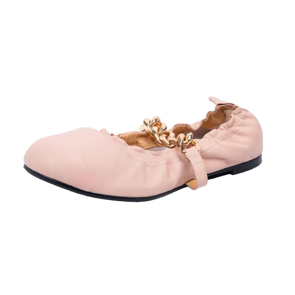 Justice Women’s Ballerina - Gold Chain - Sheep Leather
