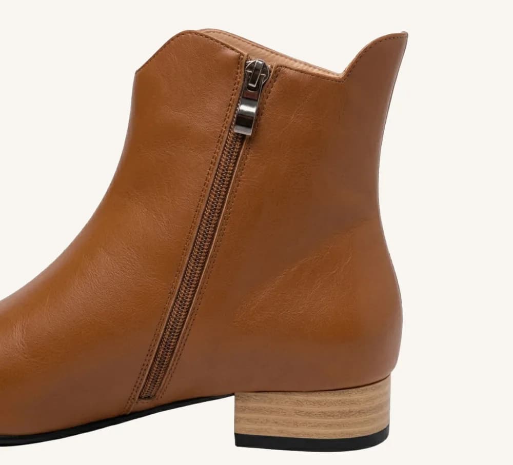 Milly Leather Ankle Bootie Brown and Black Standard and Wide Fit
