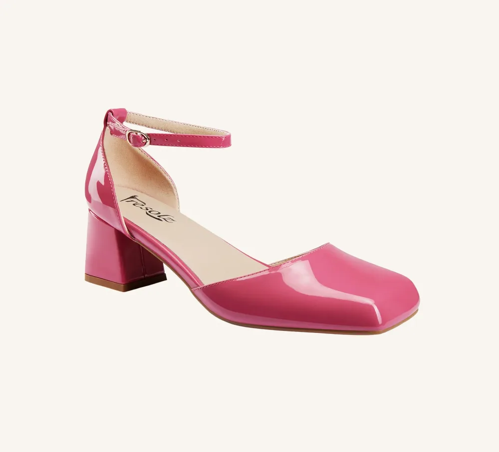 Marie Vegan Patent Leather Mary Jane Standard Fit 3" Block Heel