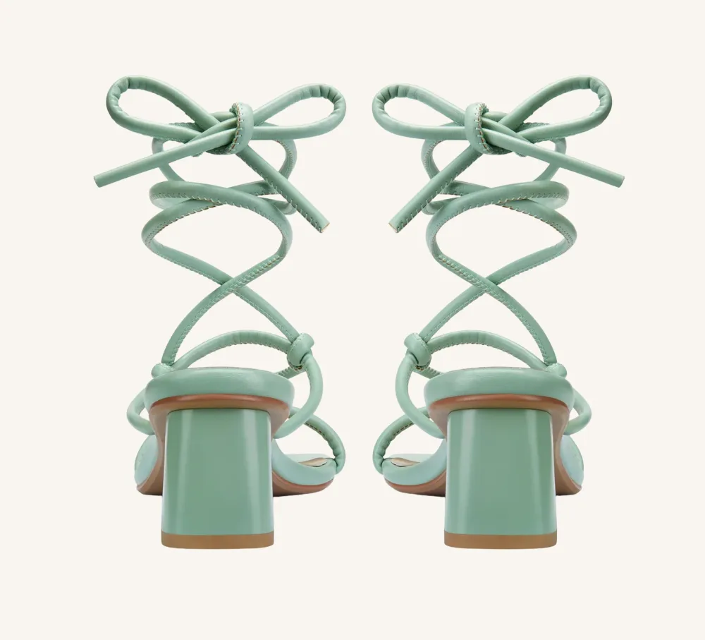 Jonelle 2 Vegan Sage Strappy Sandal 2" Block Heel Standard and Wide