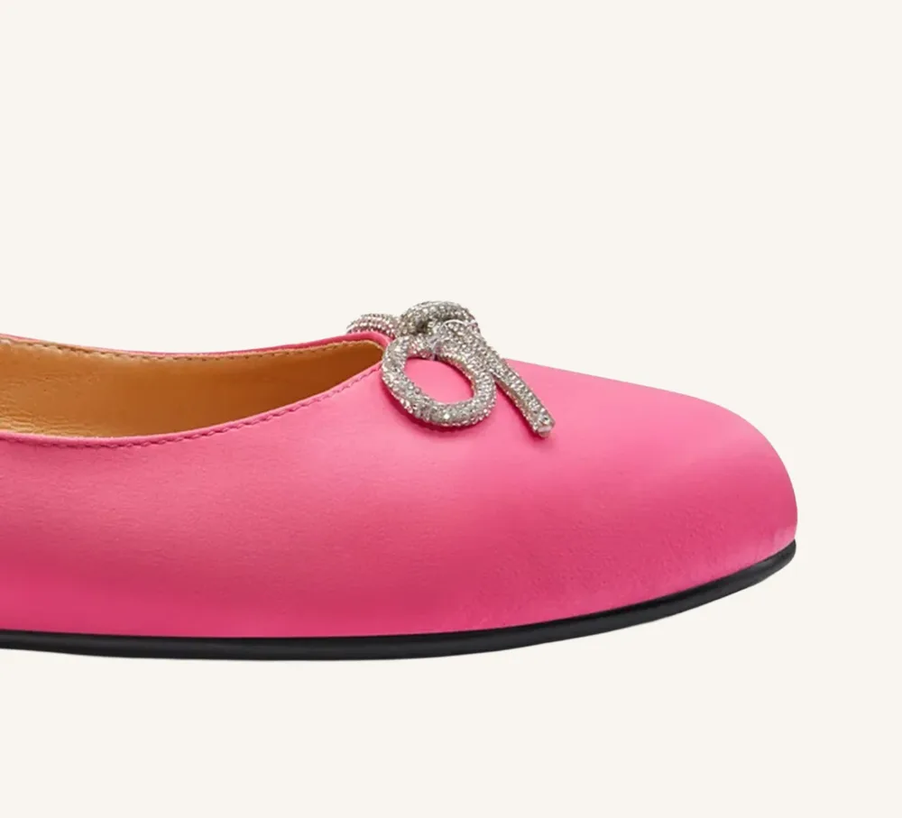 Sonia Vegan Satin Ballerina Flat Standard and Widt Fit