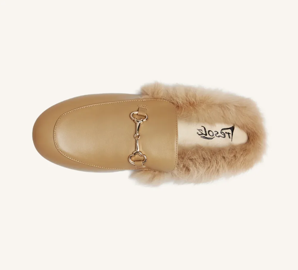 Hillary Soft Leather Mules Camel Brown Padded Insole