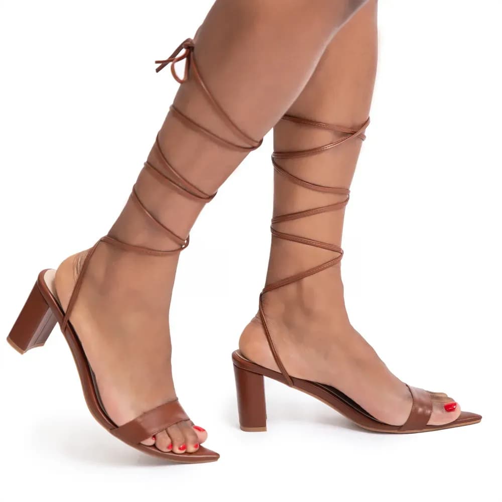Claudine Sandals - Pointed Toe - 3" Block Heel - Strappy