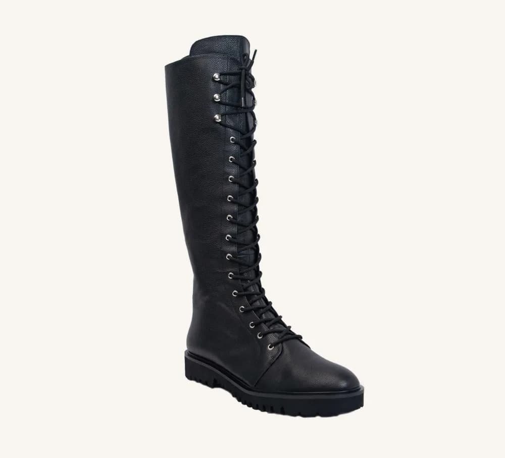 Delton Leather Combat Boot Lug Sole Standard and Wide Calves