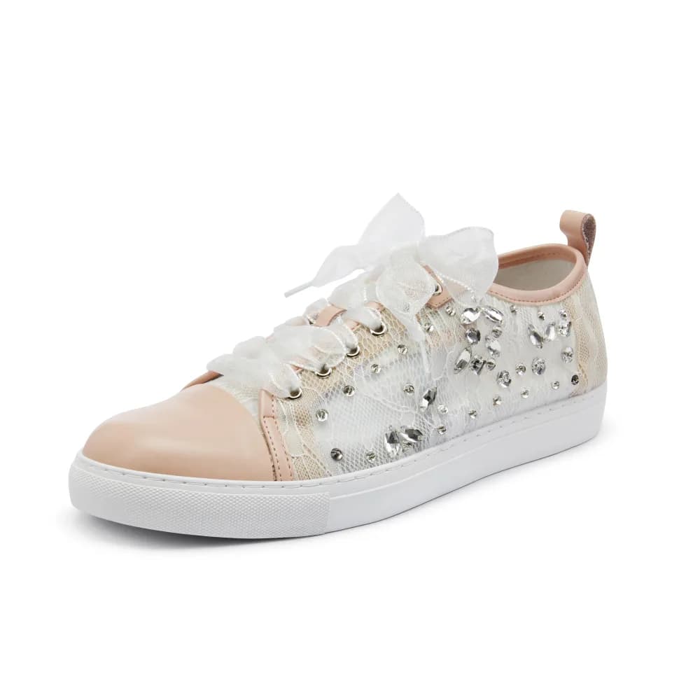 Hopey Womenâs Bridal Sneaker - Rhinestone - Lace