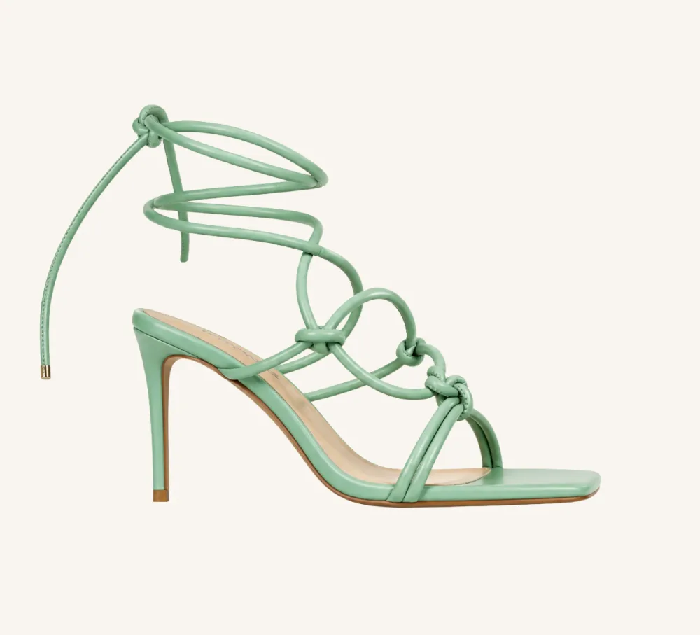 Jonelle 4 Vegan Sage Strappy Sandal 4" Stiletto Standard and Wide