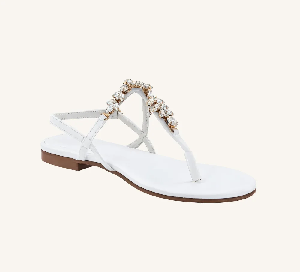 Laura Premium Leather Sandal with Crystals Standard and Wide Fit