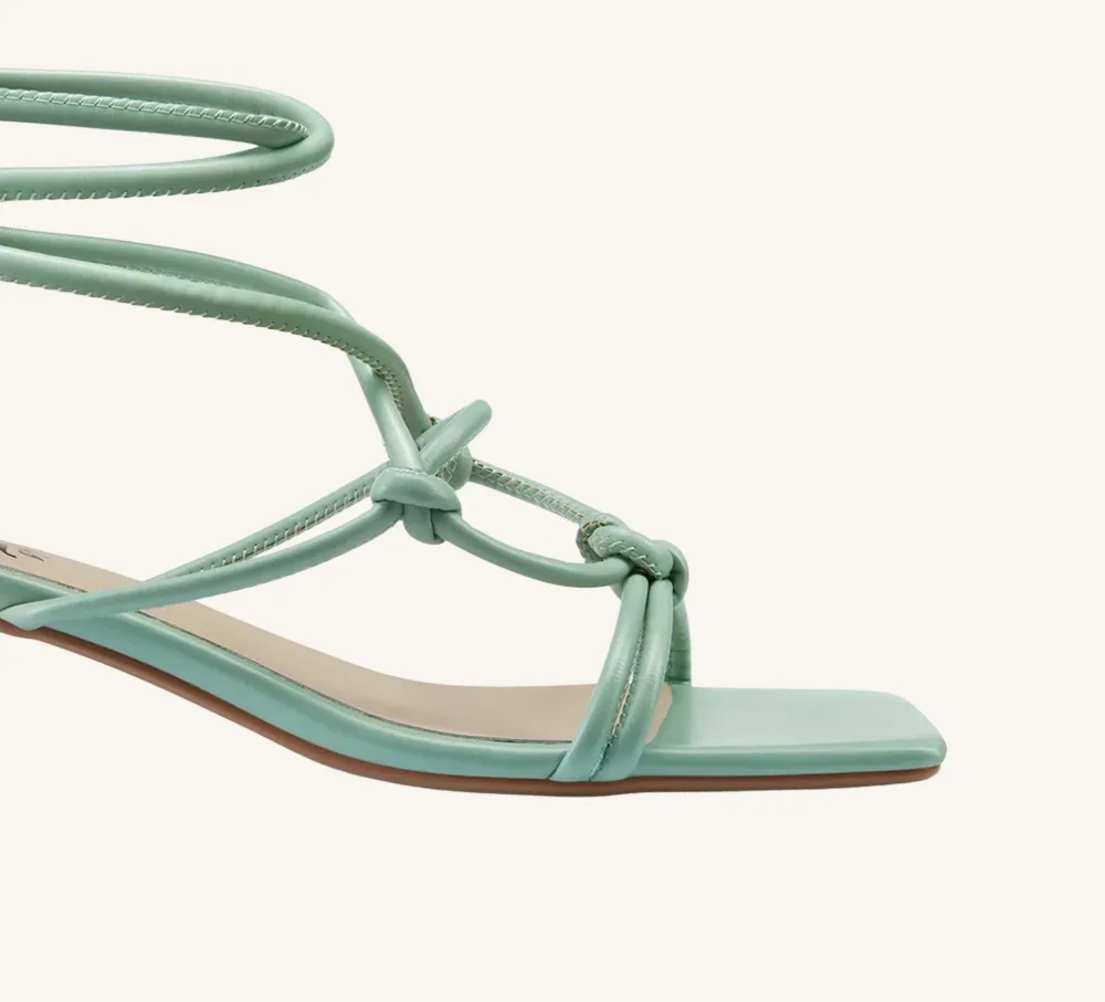 Jonelle 2 Vegan Sage Strappy Sandal 2" Block Heel Standard and Wide