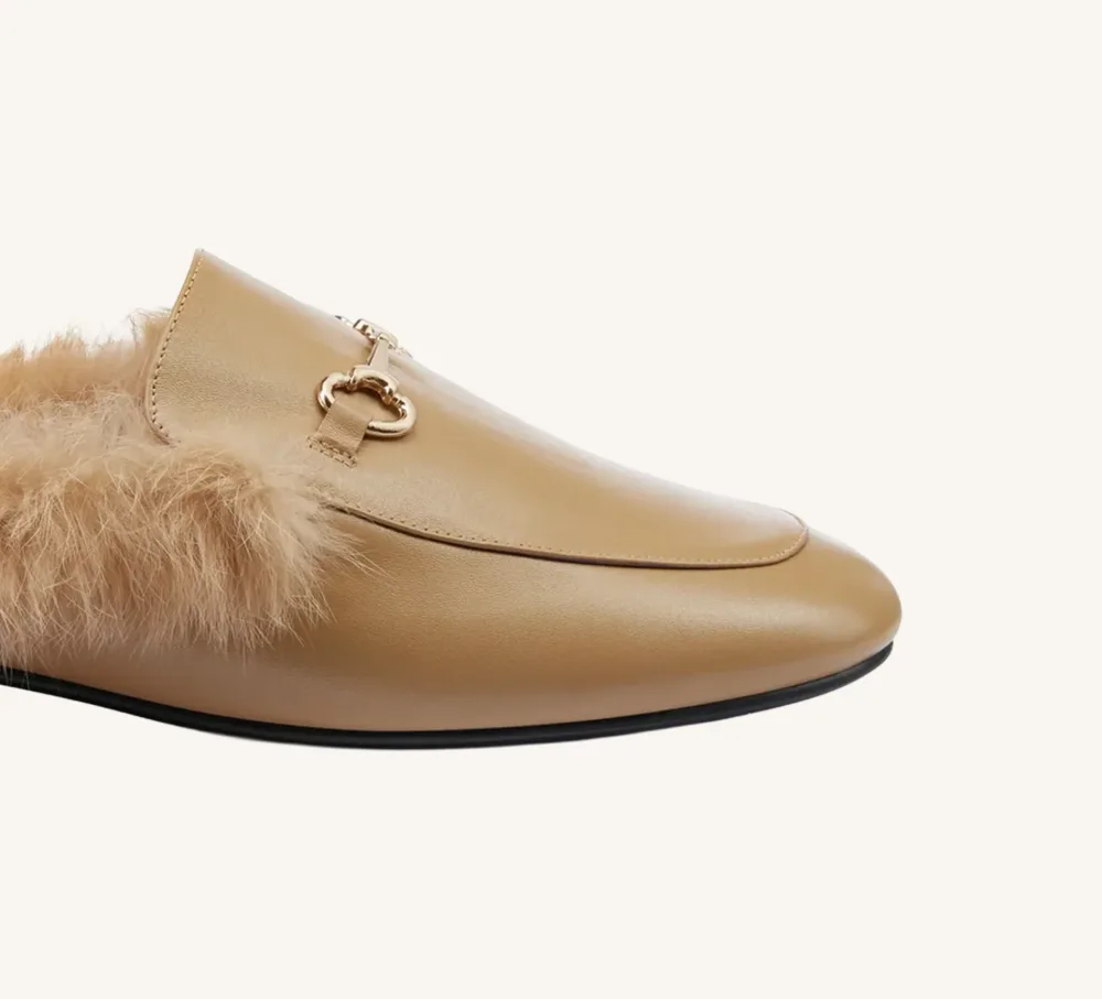 Hillary Soft Leather Mules Camel Brown Padded Insole