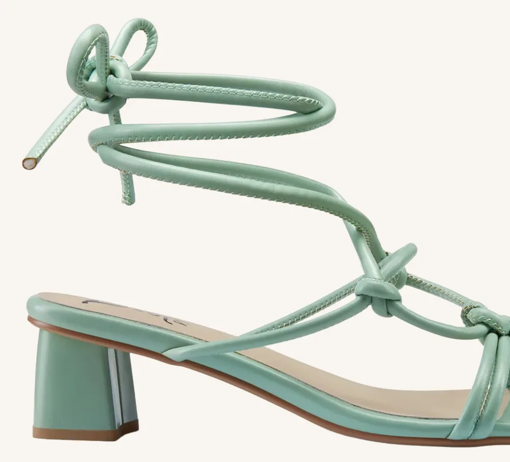 Jonelle 2 Vegan Sage Strappy Sandal 2" Block Heel Standard and Wide