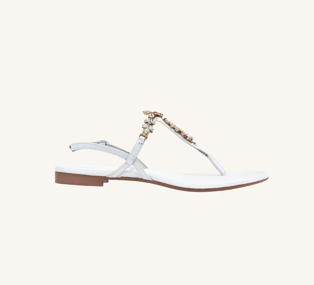 Laura Premium Leather Sandal with Crystals Standard and Wide Fit