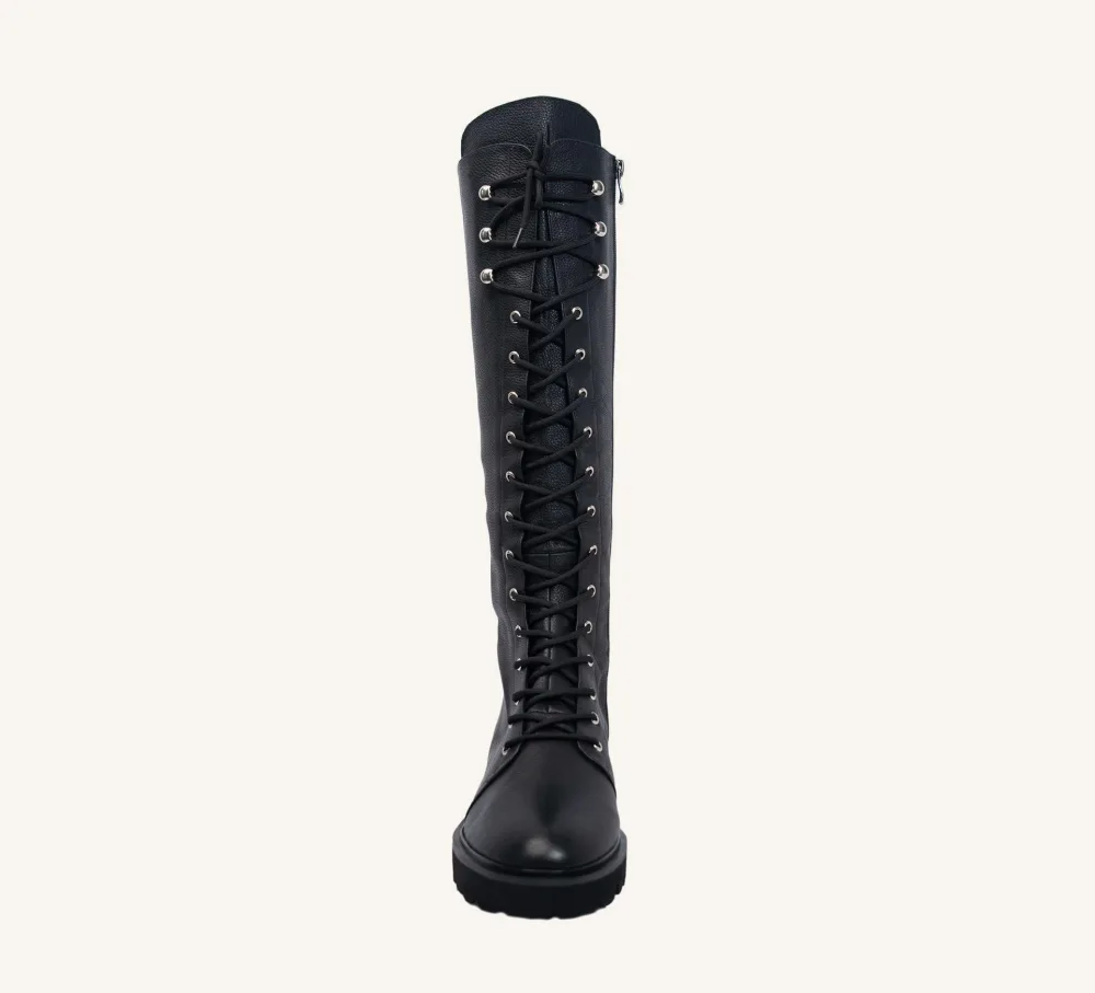 Delton Leather Combat Boot Lug Sole Standard and Wide Calves