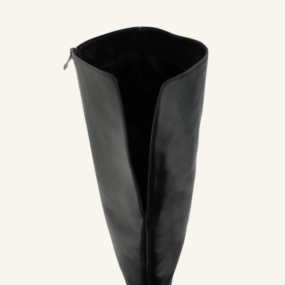 Teanna Over the Knee Vegan Leather Boot Standard and Wide Fit