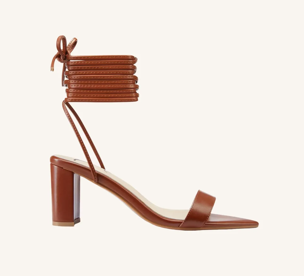 Claudine Vegan Strappy Sandal 3" Block Heel Standard and Wide
