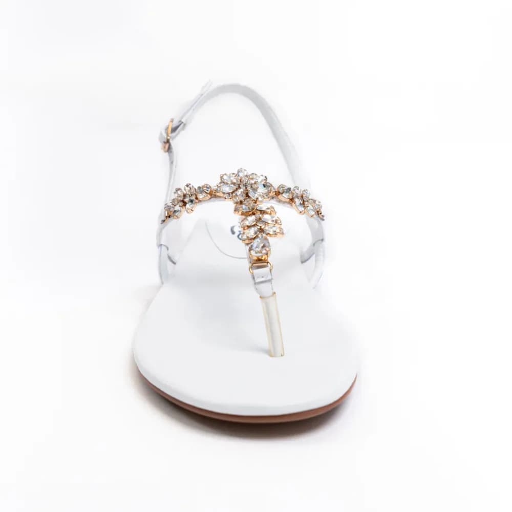 Laura Women’s Crystal Sandals – Slingback – Flat – Open Toe