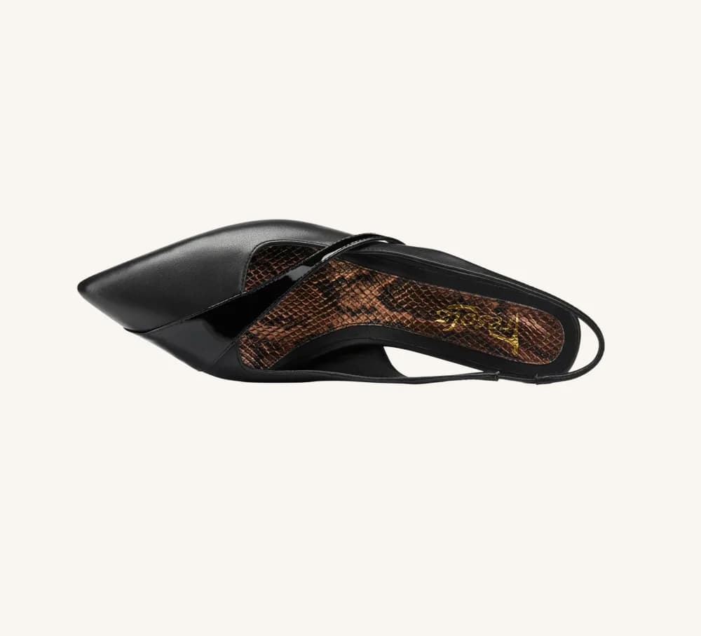 Gladys Premium Slingback Full Grain Leather 2.75" Gold Heel Standard and Wide