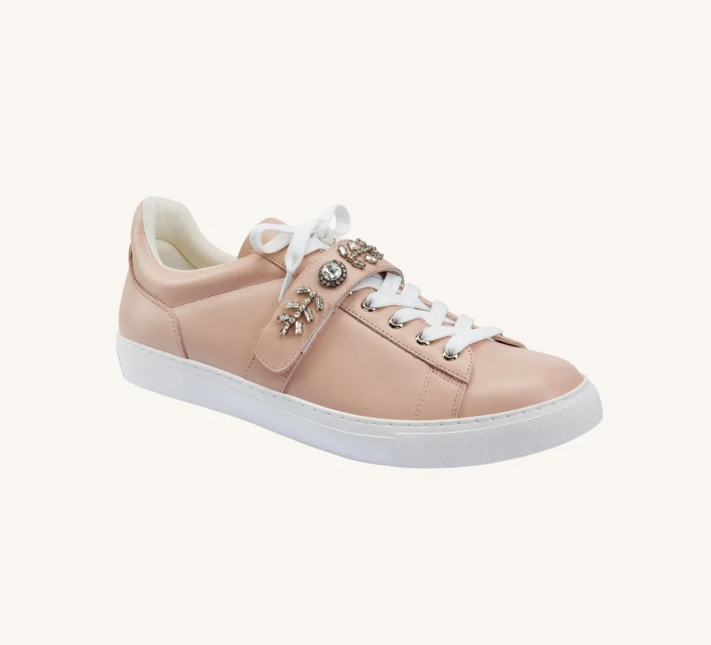 Gabby Leather Fashion Sneaker Built-In Arch Support Standard and Wide