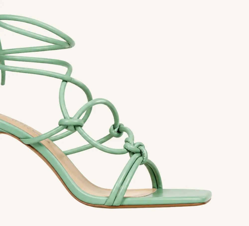 Jonelle 4 Vegan Sage Strappy Sandal 4" Stiletto Standard and Wide