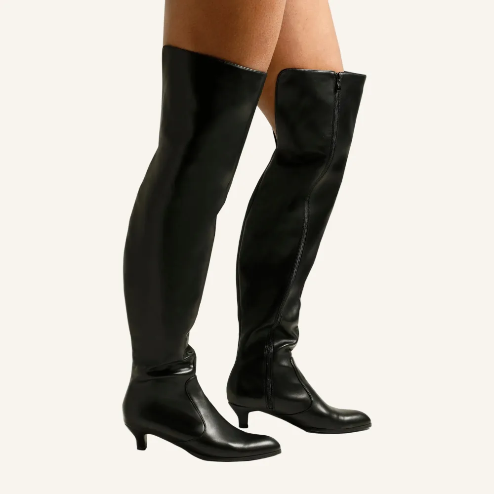 Teanna Over the Knee Vegan Leather Boot Standard and Wide Fit