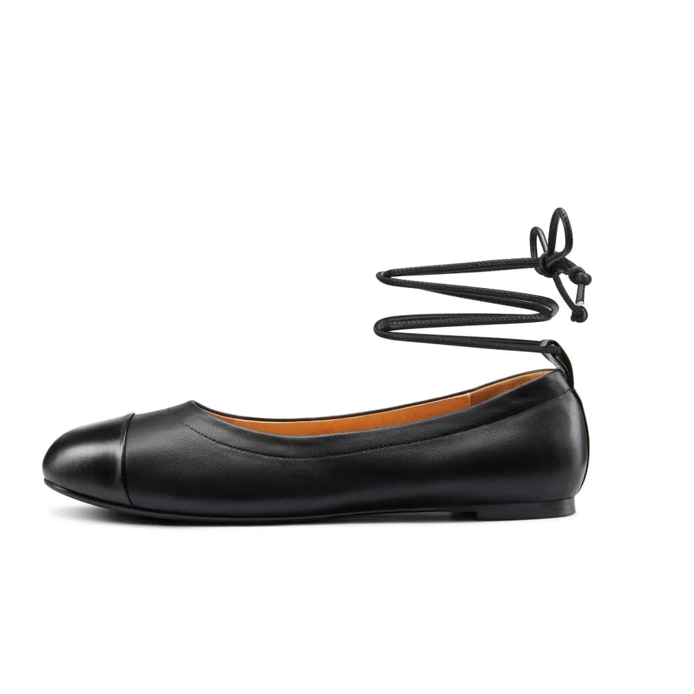 Denise Womenâs Ballerina - Ankle Strap - Flats - Leather