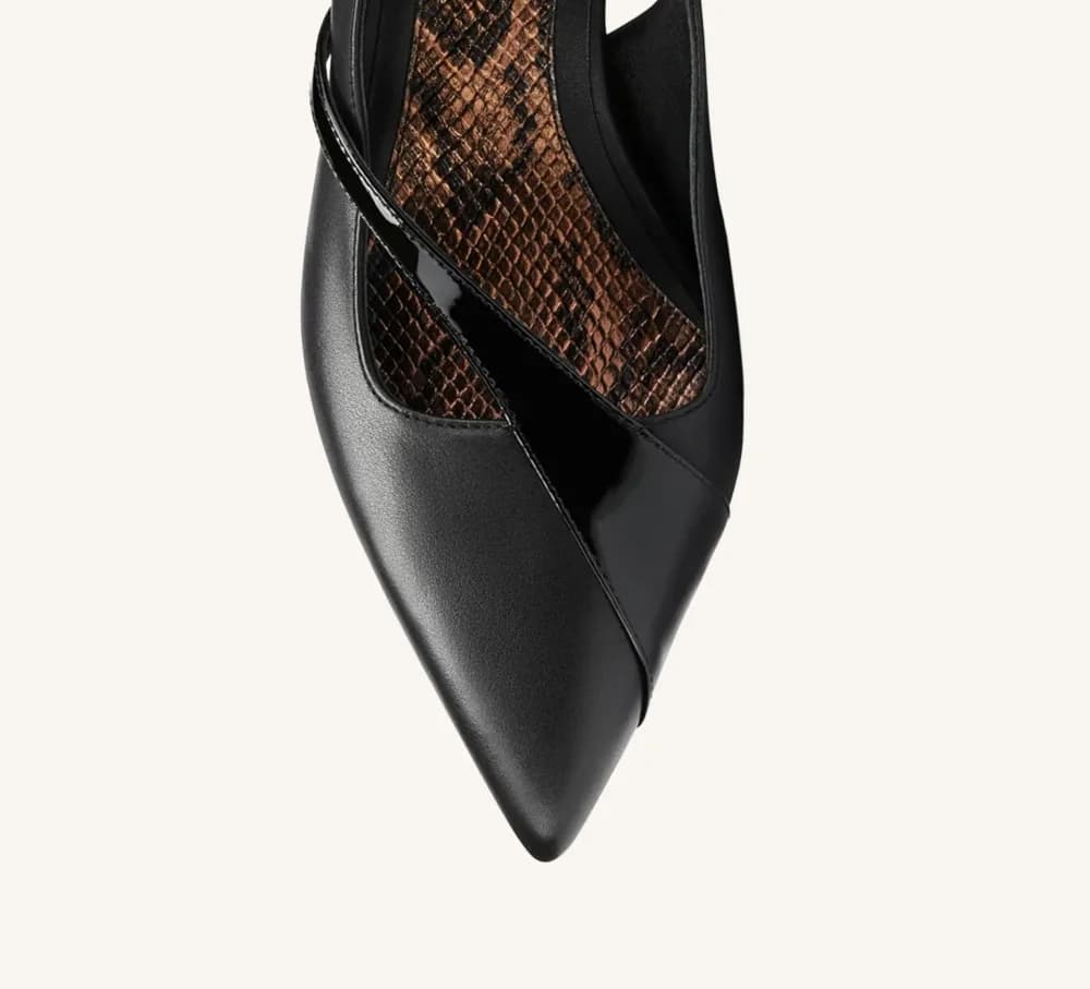 Gladys Premium Slingback Full Grain Leather 2.75" Gold Heel Standard and Wide