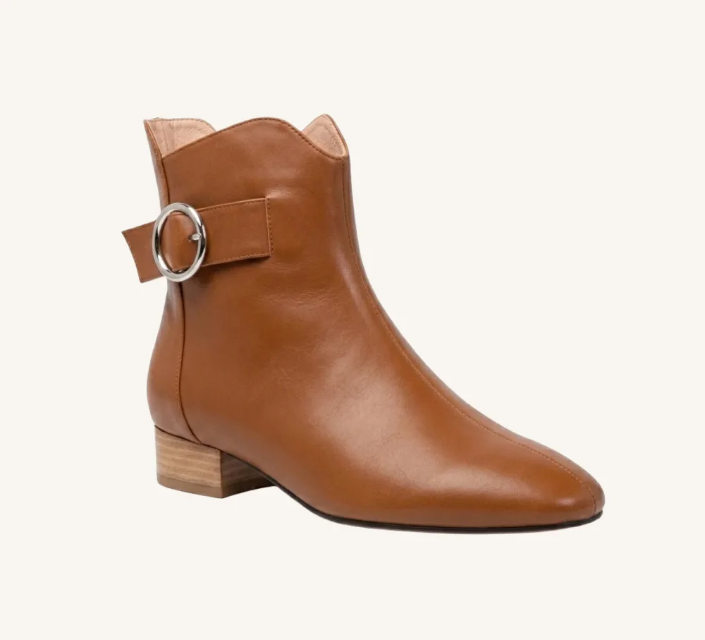 Milly Leather Ankle Bootie Brown and Black Standard and Wide Fit