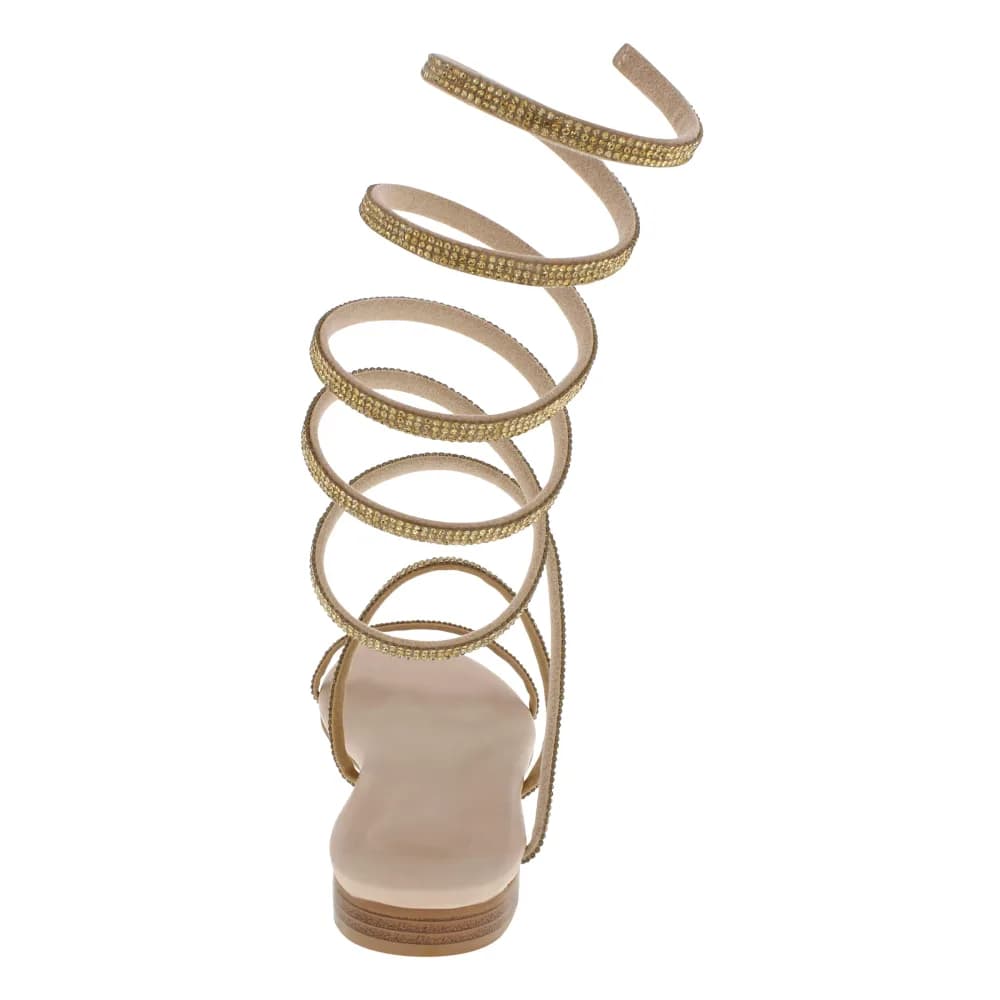 Julian Womenâs Sandals - Spiral Strap â Flat Heel â Open Toe