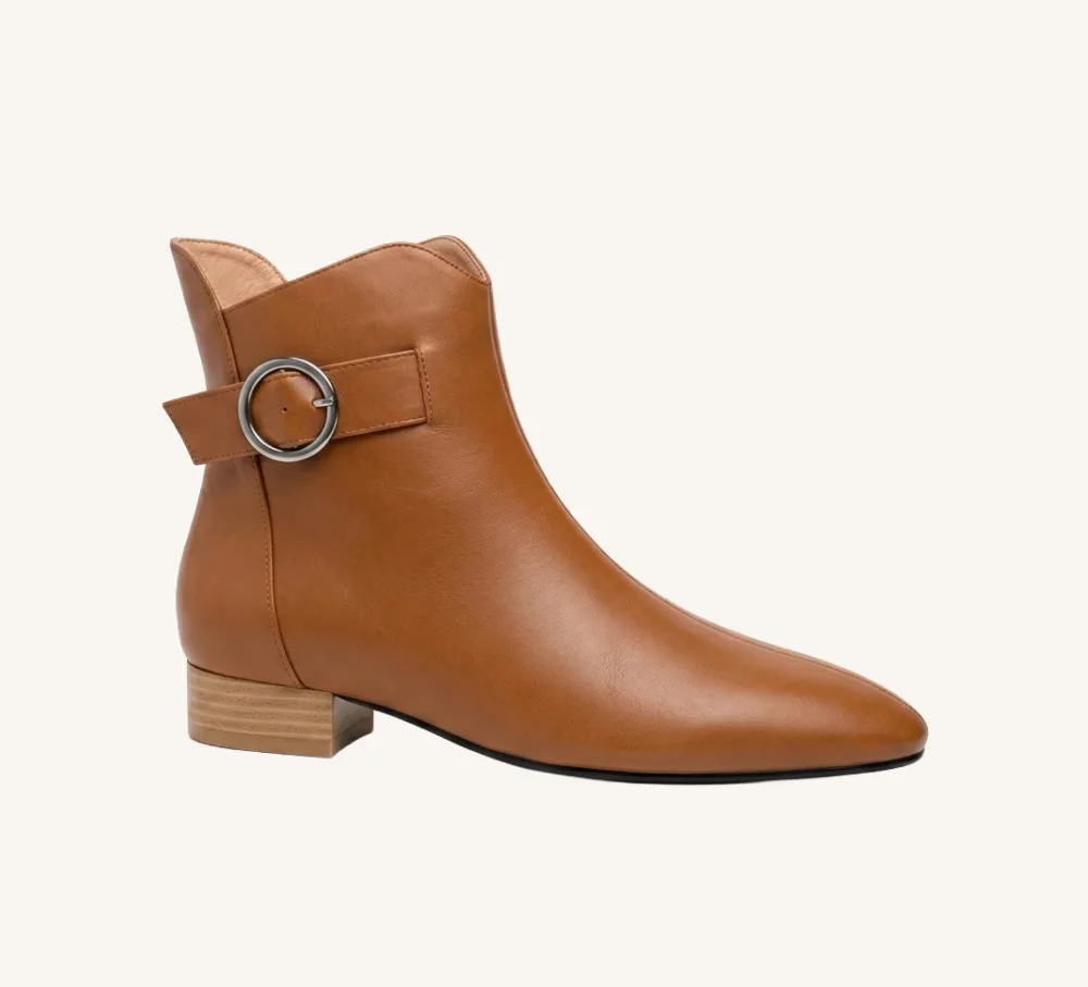 Milly Leather Ankle Bootie Brown and Black Standard and Wide Fit