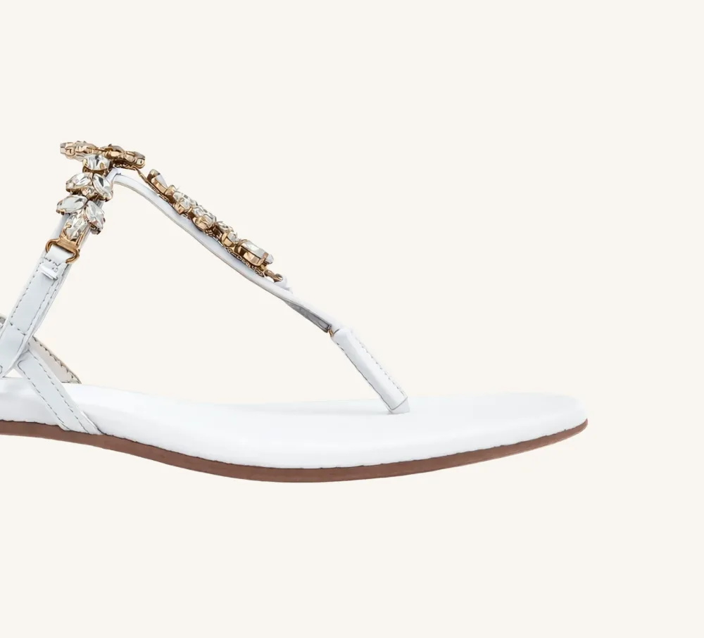 Laura Premium Leather Sandal with Crystals Standard and Wide Fit