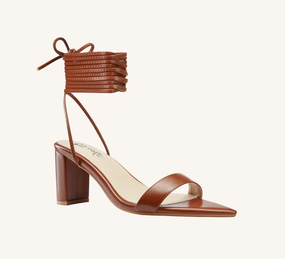 Claudine Vegan Strappy Sandal 3" Block Heel Standard and Wide