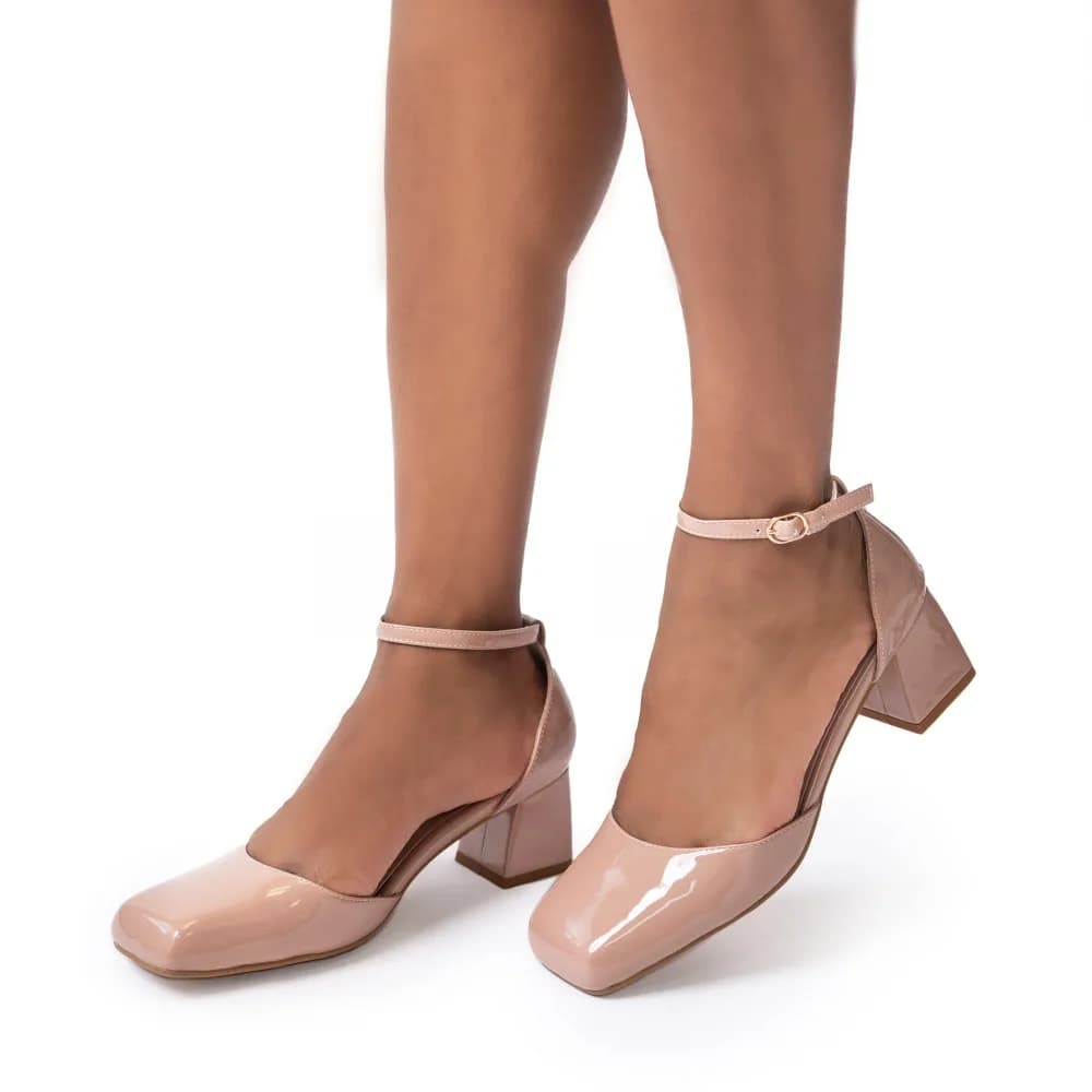 Marie Women’s Block Heel - Ankle Strap - 2” Heel - Square Toe