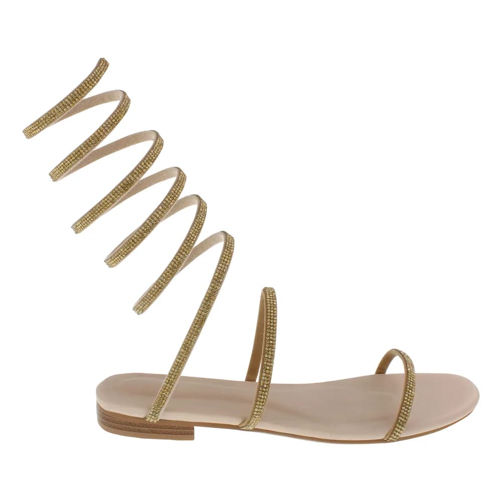 Julian Women’s Sandals - Spiral Strap – Flat Heel – Open Toe