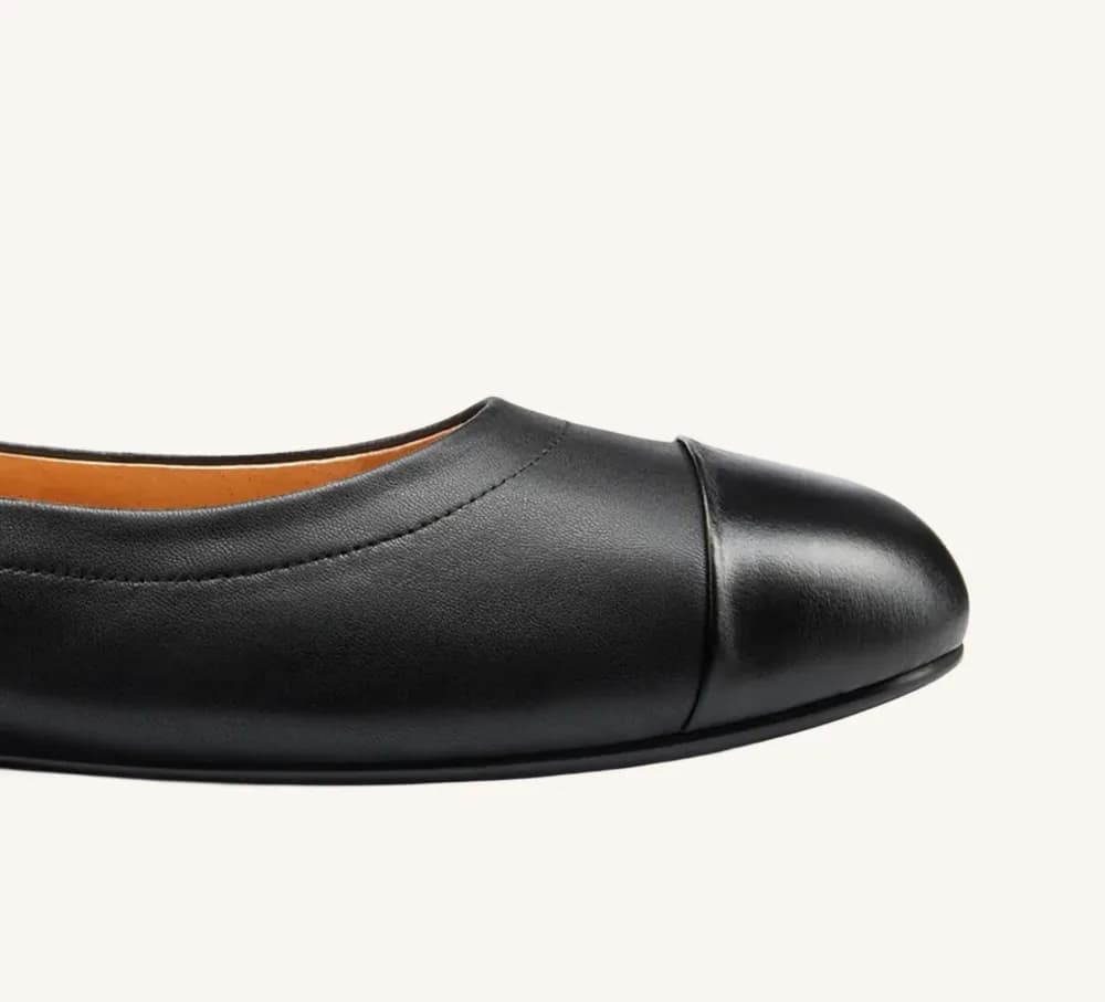 Denise Soft Leather Ballerina Flat Removable Ankle Strap