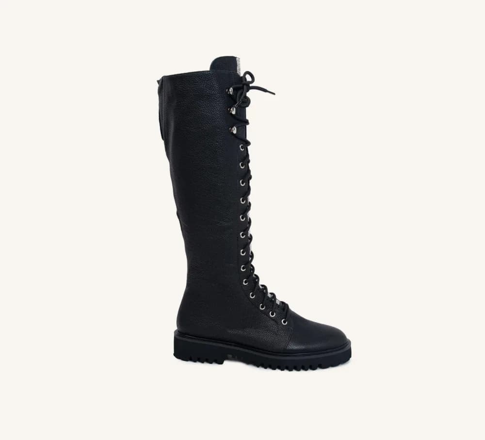 Delton Leather Combat Boot Lug Sole Standard and Wide Calves