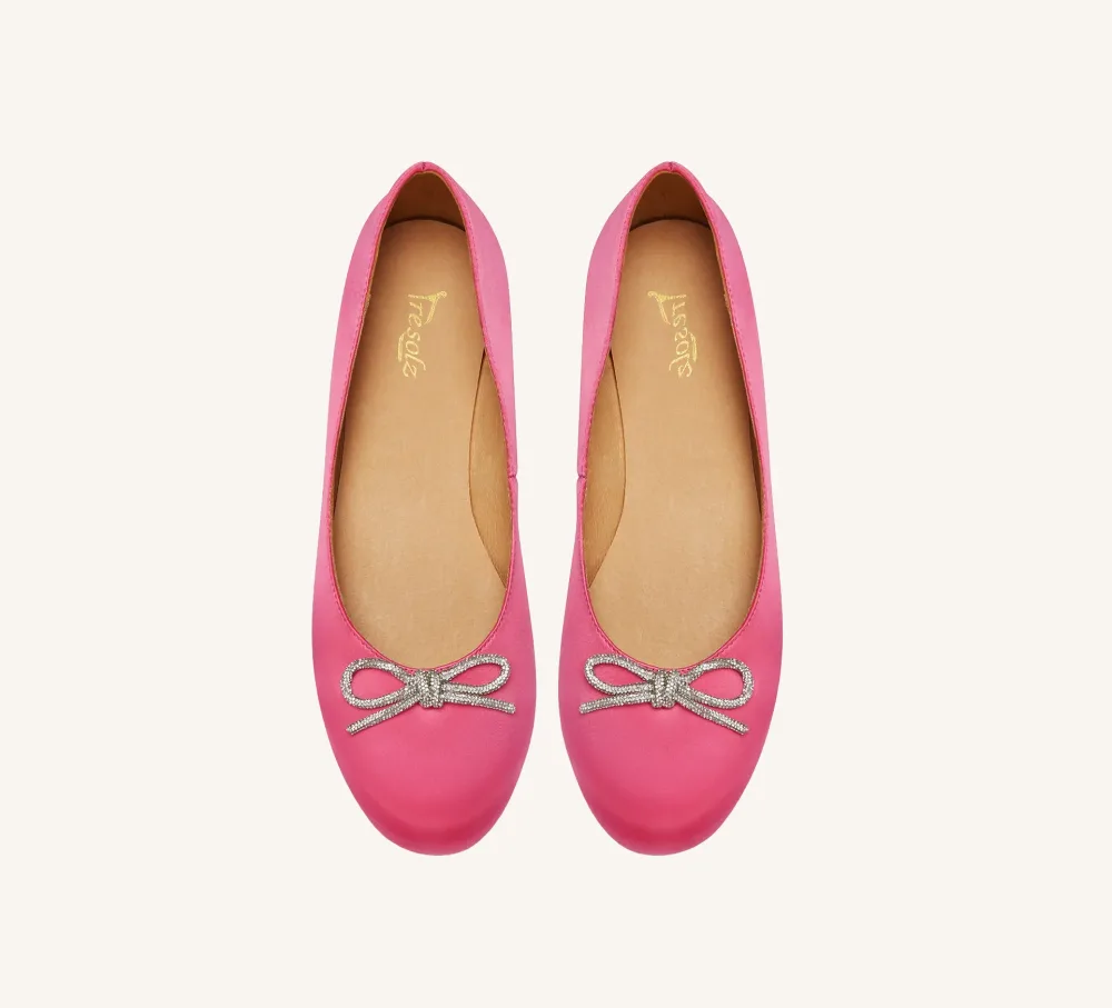 Sonia Vegan Satin Ballerina Flat Standard and Widt Fit