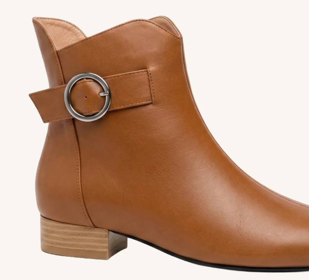 Milly Leather Ankle Bootie Brown and Black Standard and Wide Fit