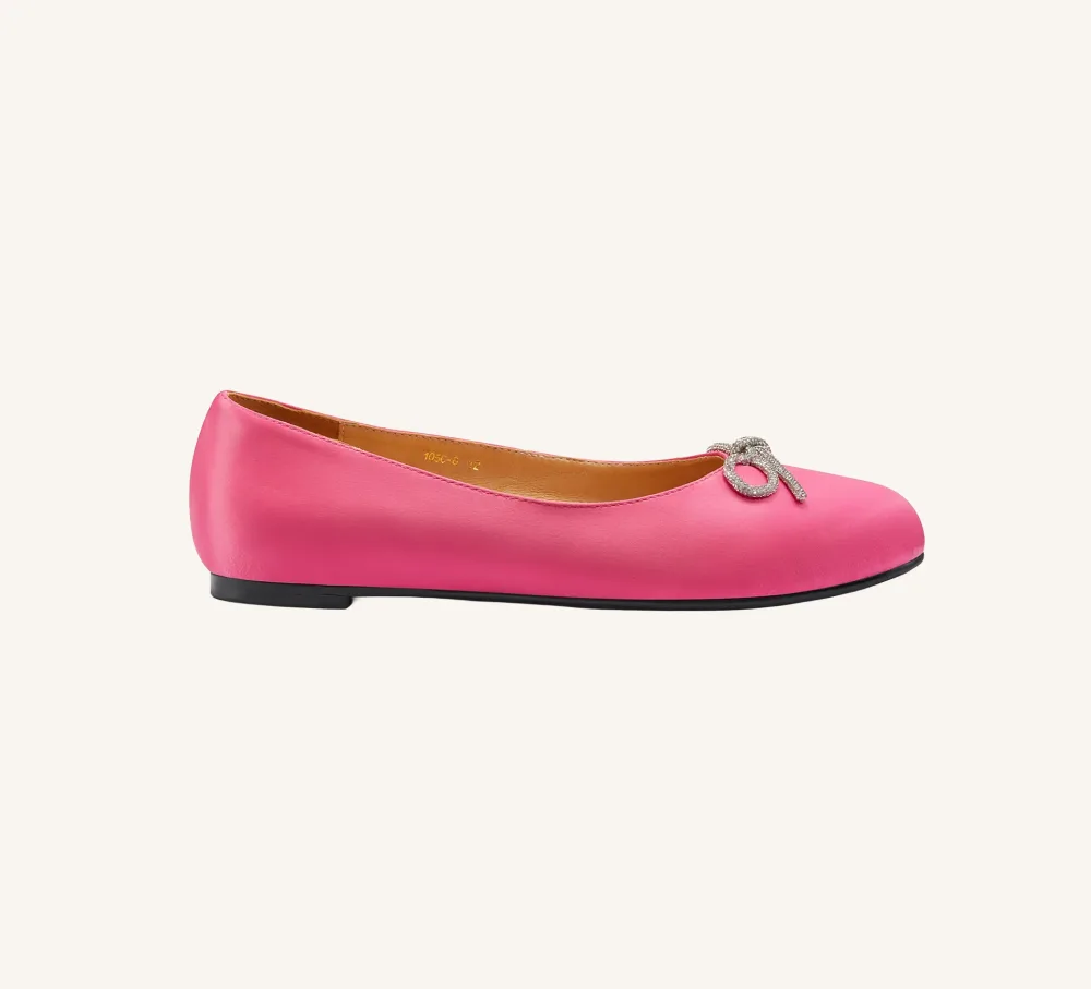 Sonia Vegan Satin Ballerina Flat Standard and Widt Fit