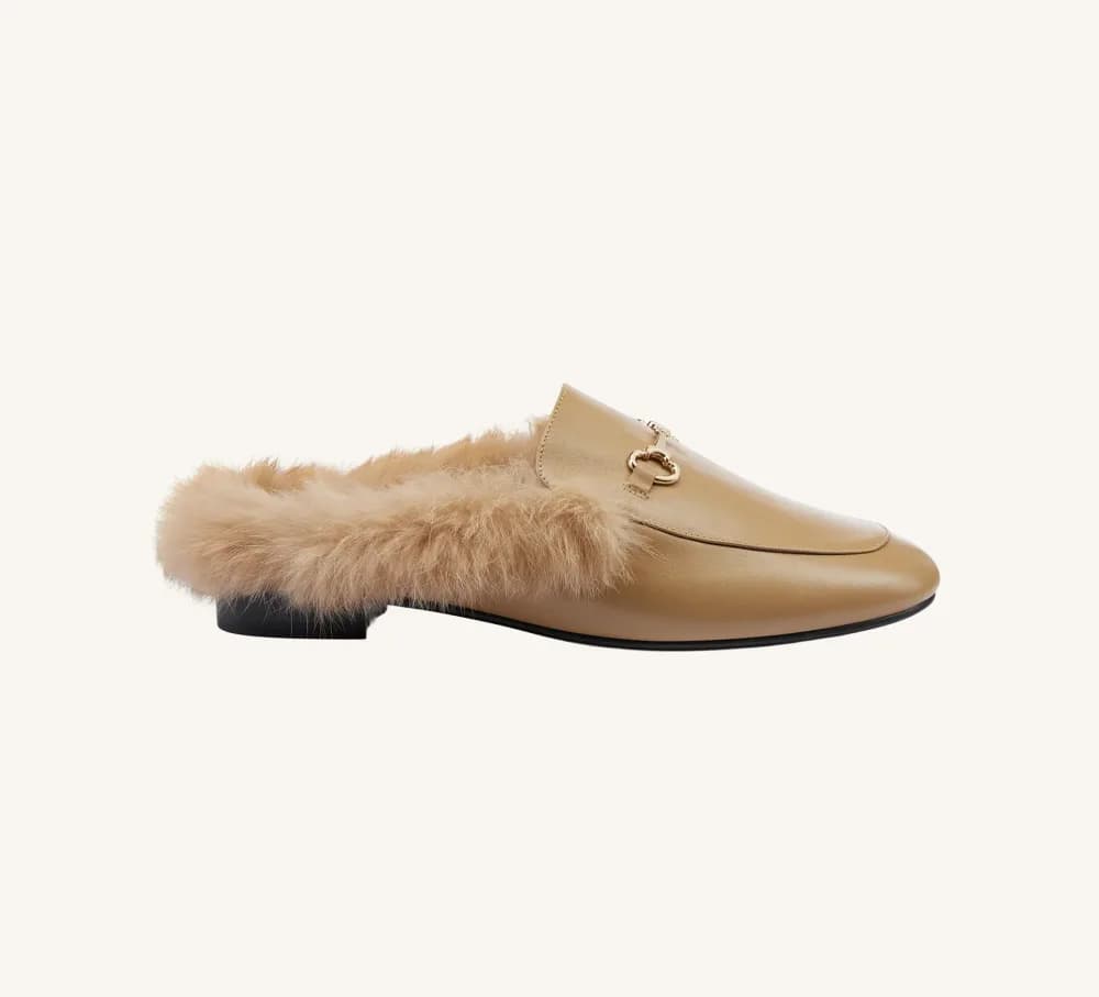 Hillary Soft Leather Mules Camel Brown Padded Insole