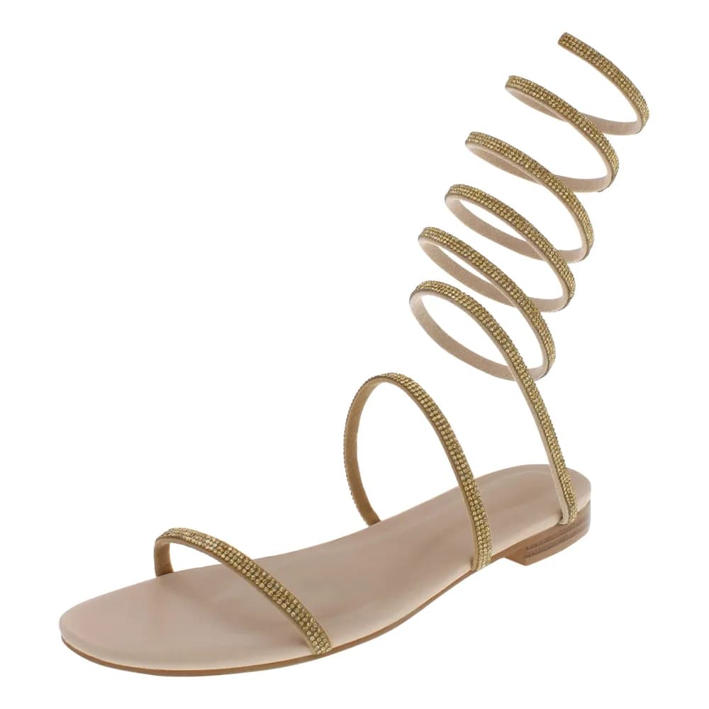 Julian Women’s Sandals - Spiral Strap – Flat Heel – Open Toe